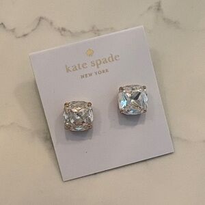 Kate Spade Clear Crystal Stud Earrings on Gold Colored Findings